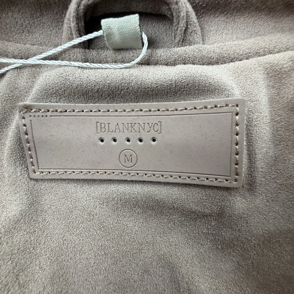 BLANKNYC Suede Moto Jacket Womens M Beige Cropped Biker Zip‎ NWOT